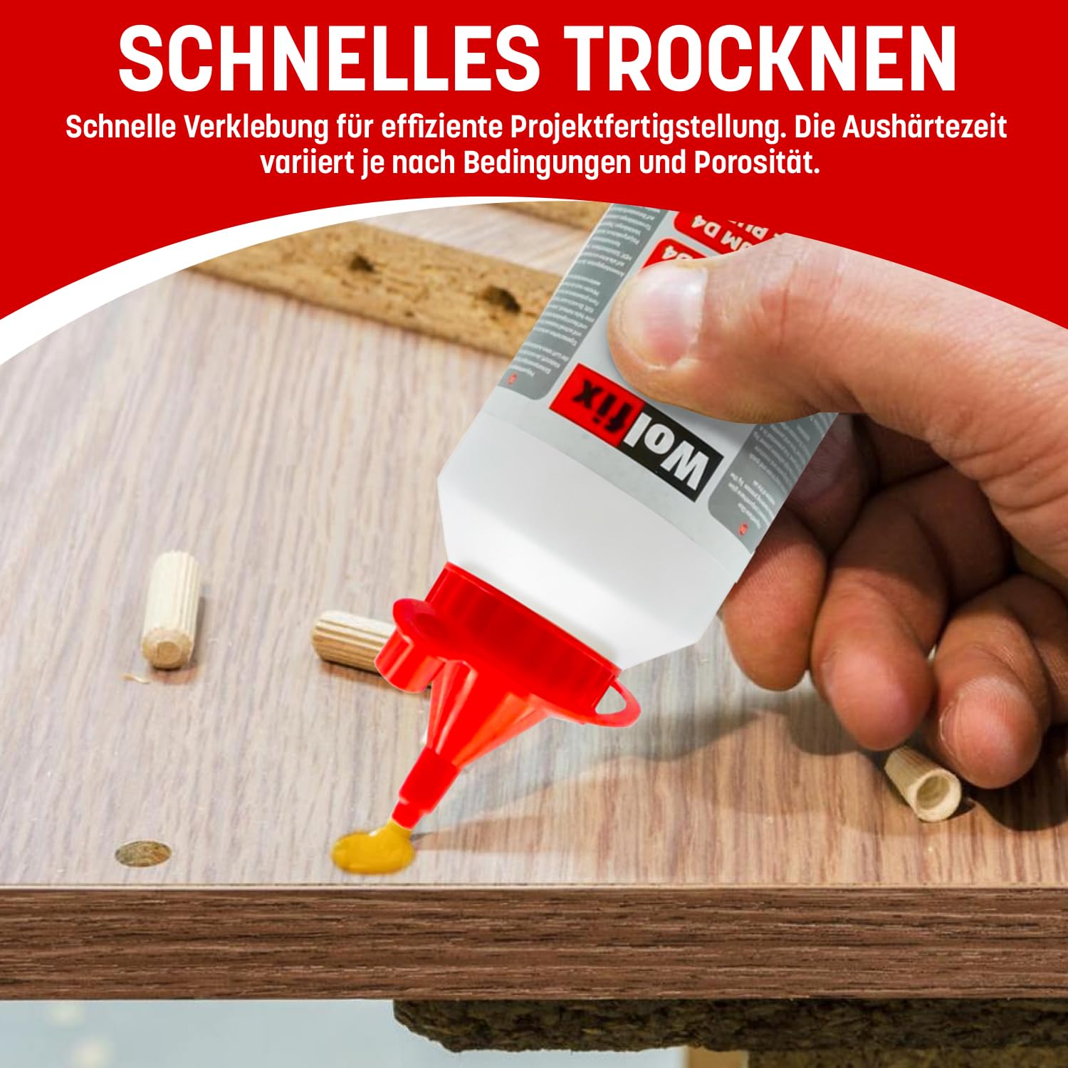 Wolfix Holzleim 500g D4 PUR PU Leim Express wasserfest Holz Stark Holzkleber schnell trocknender Holz-Leim
