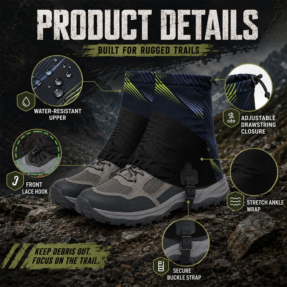 Legginsy uniseks, Trail Low Gaiters, oddychające getry na buty do biegania w terenie, do wędrówek, wędrówek, wędrówek, wędrówek, wspinaczki, 2 kolory, losowa wysyłka