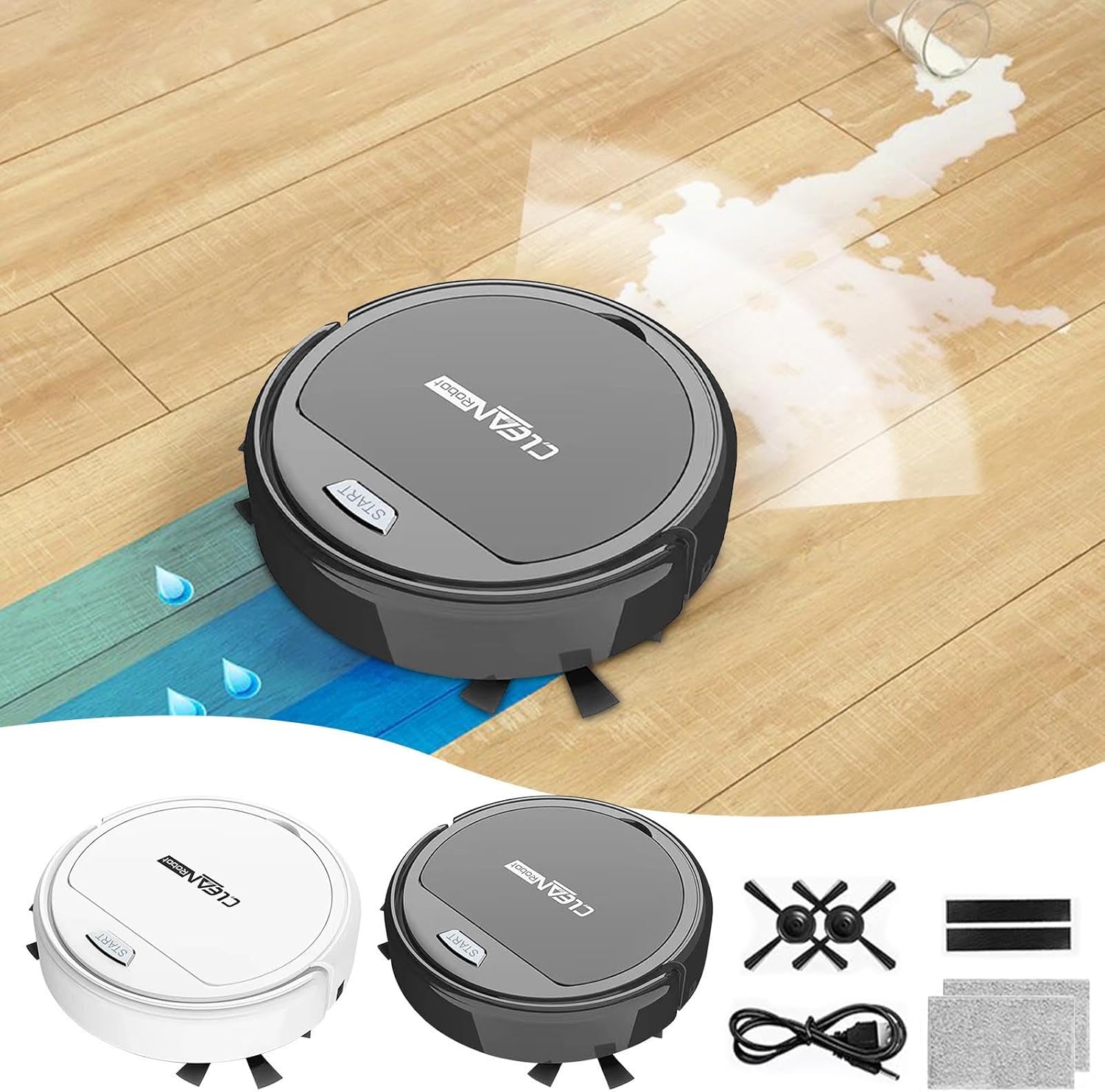 Wkkout Robot Vacuum Cleaner, Smart Navigation 2.4” Ultra Low Profile 3