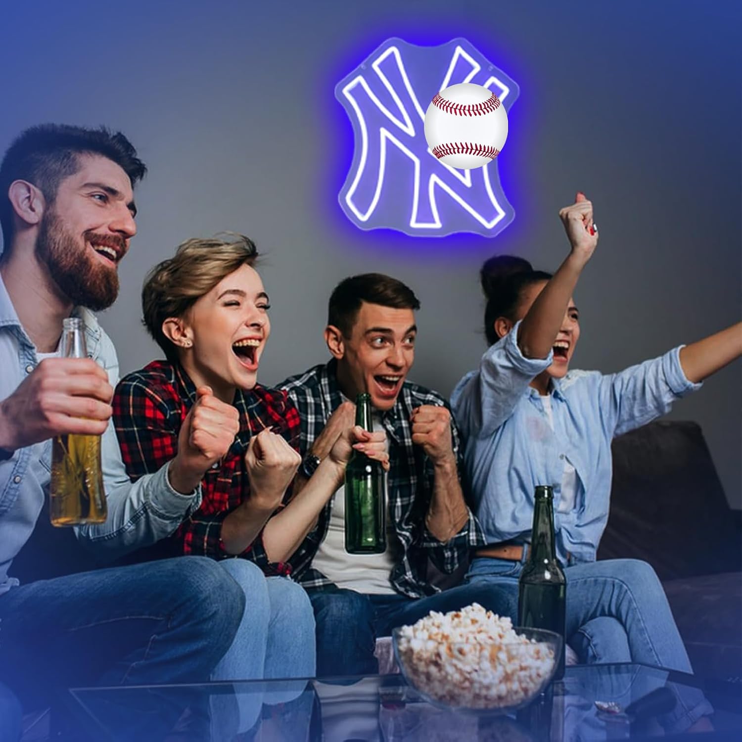 NY Baseball Team Neon Sign,Cool Light Up Dimmable Baseball Team Logo LED Hanging Neon Sign for Wall Decor Art,Bedroom,Party,Man Cave,Garage, Game Room Deco,Birthday Christmas Gift for Boys Fans - Image 7