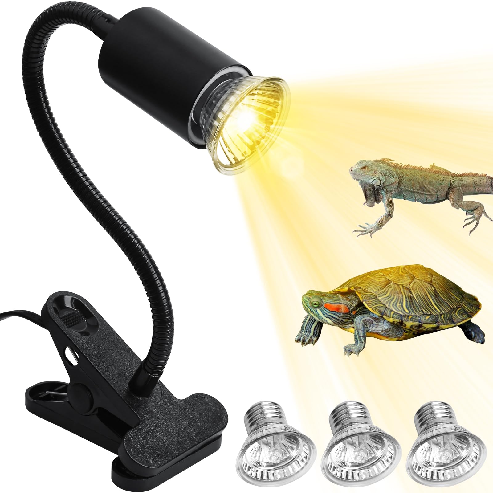 Schildkröten Wärmelampe, Reptilien Terrarium Lampe, UVB-Wärmeheizung, Reptilien Heizlampe mit einstellbarem Clip, für Schildkröte Eidechse Schlange Spinne Amphibien