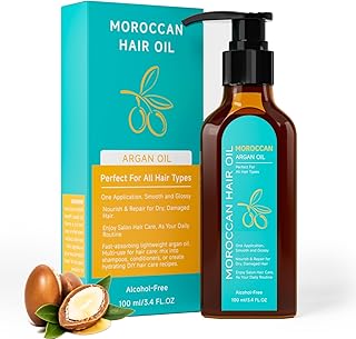 Outccogo Moroccan Argan Oil, Hair Oil for Frizzy Hair, Nourishing Smooths Moroccan Hair Oil for Frizz Control Curly Long Dry Damaged Curly Hair Treatment and Heat Protectant, 3.4 Fl Oz