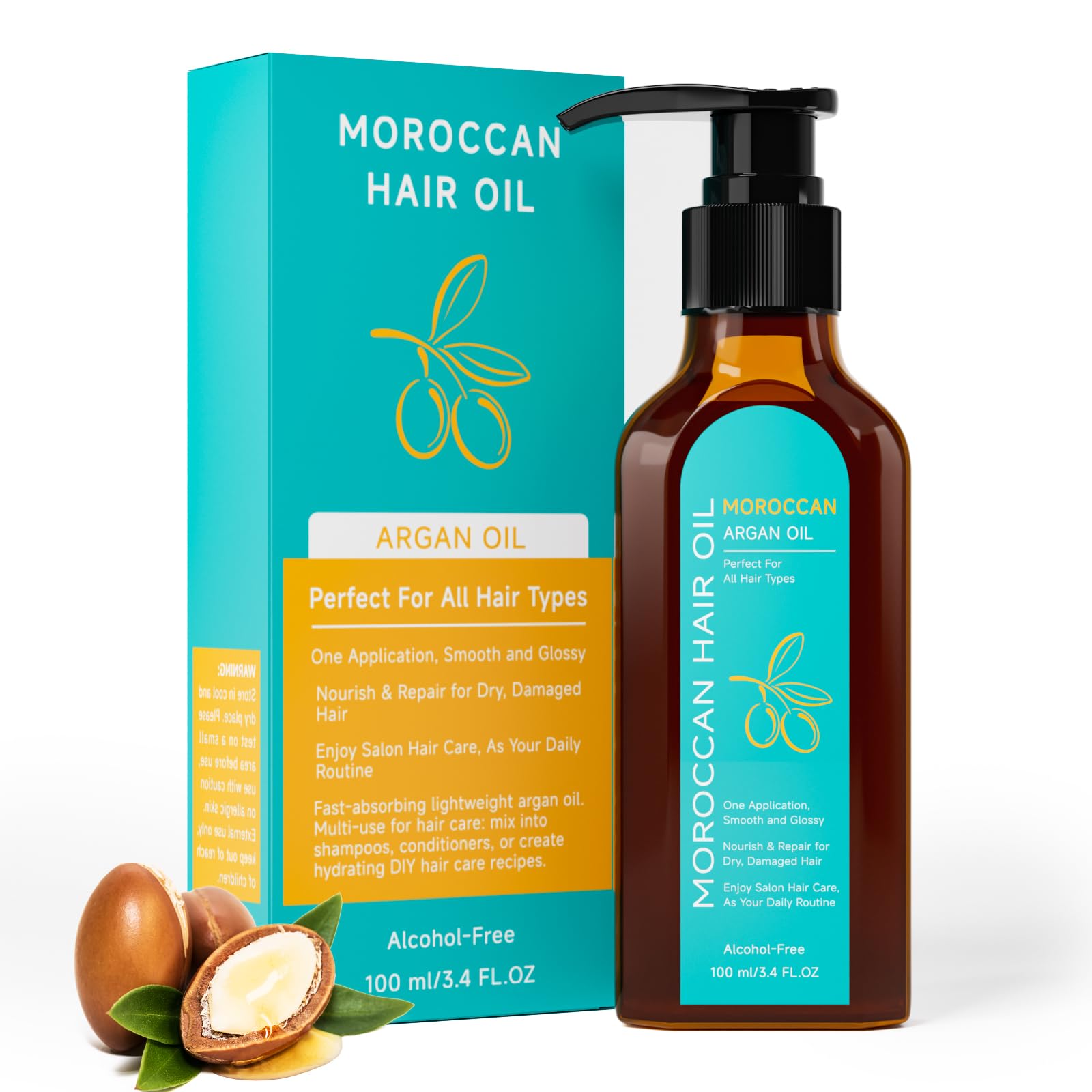Outccogo Moroccan Argan Oil Hair Oil for Frizzy Hair Nourishing Smooths Moroccan Hair Oil for Frizz Control Curly