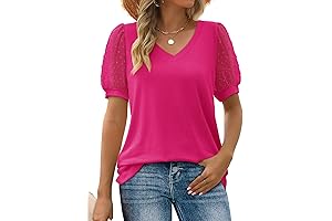 Relaxed Feminine Beauty: Swiss Dot Puff Sleeve Blouse