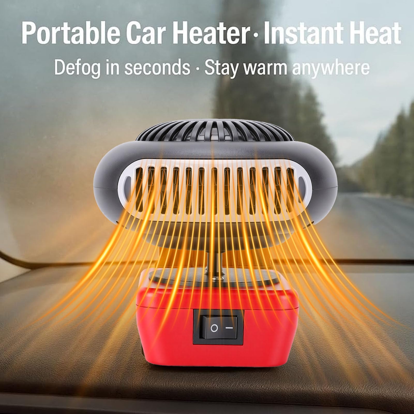 Chauffage sans fil portable rotatif à 360° avec 2 sorties USB, pour camping, voiture, intérieur