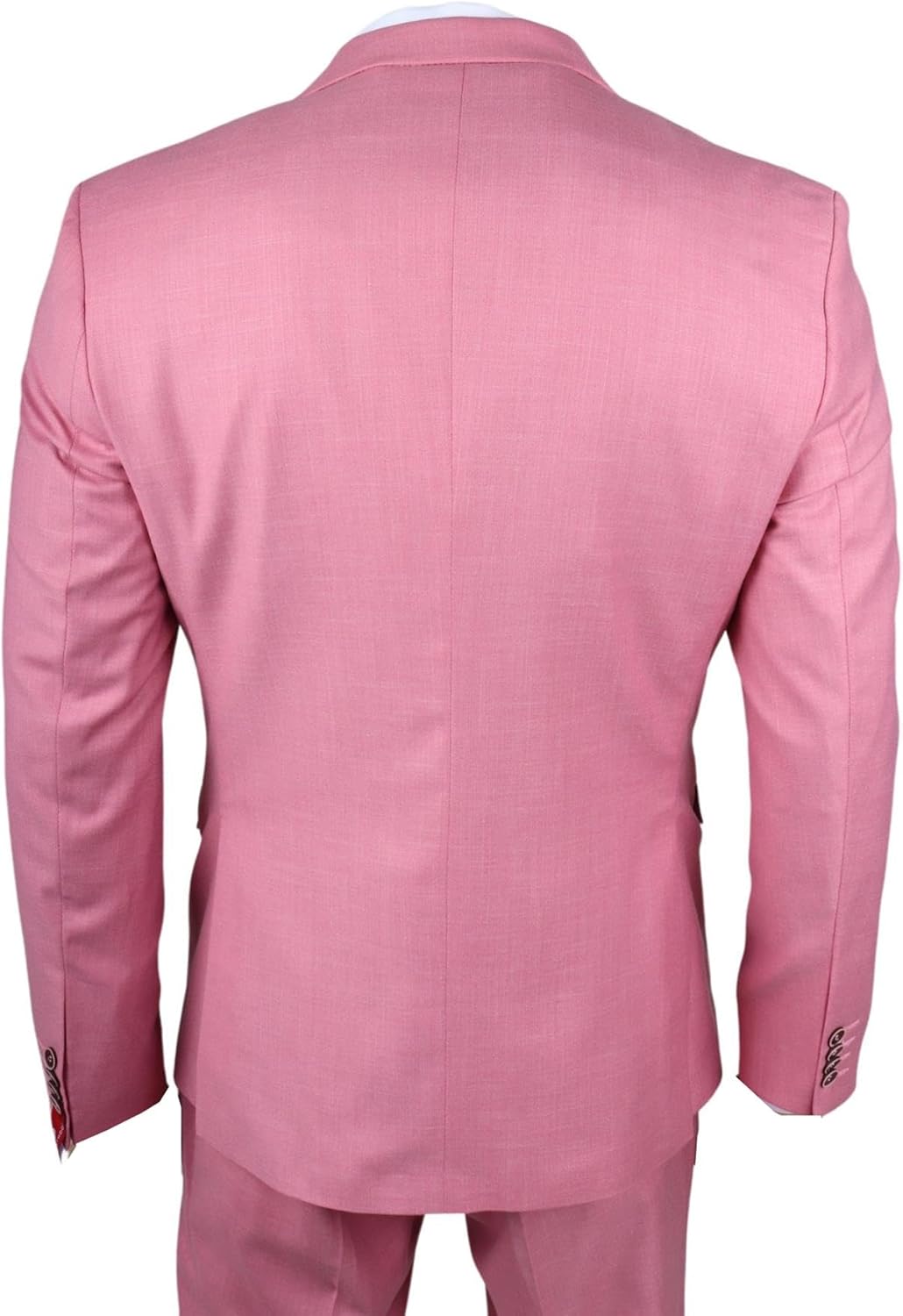 Men's Classic 3 Piece Suit Blush Pink Pocket Chain Wedding Tailored Fit Vintage Formal