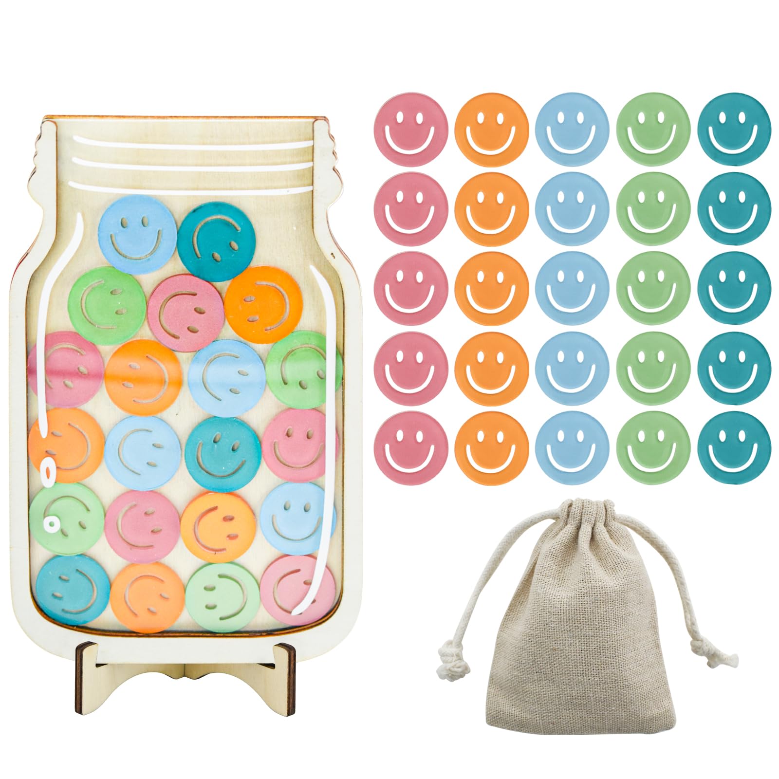 Enkrio Reward Jar for Kids Personalized Smile Incentive Jar for Students Kids Behavior Reward Chart for Classroom Home Back to School Supplies (Smile)