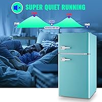 Vista 7 de Small Refrigerator with Freezer Double Door Mini Fridge Adjustable Glass Shelves, Detachable Handle,7 Level Temperature Control Fridge for Dorm