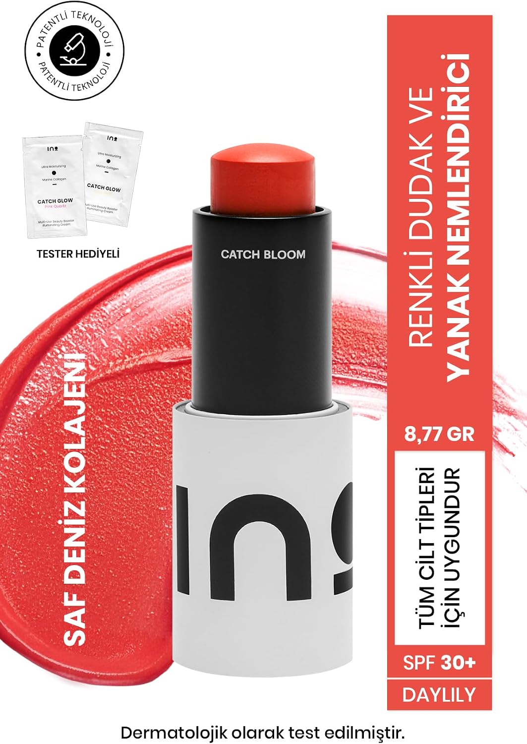 INO Daylily Stick Ruj & Allık 8,77Gr SPF30 (Saf Kolajen)