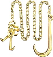 SENKEYFE G80 5/16" x 6' J Hooks Tow Chain w/15" RTJ Grab Hook - 18,800 lbs Capacity Heavy Duty Tow Truck Recovery Chain