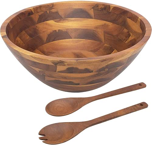 AIDEA Salad Bowls, Wooden Salad Bowls Set, Large Acacia Wood