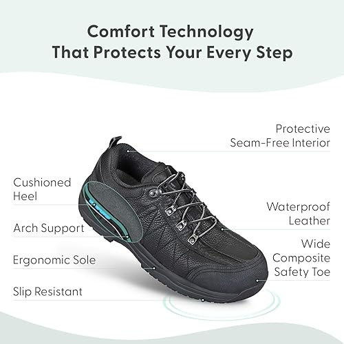 Miniatura 3 de Orthofeet Zapatos ortopédicos de trabajo de dolomita de cuero para hombre
