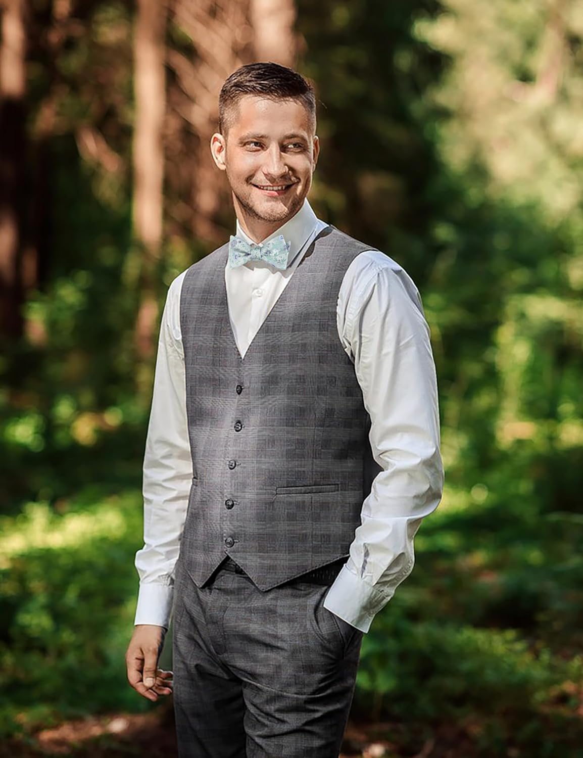 Alizeal Mens 2pcs Floral Self Tied Bow ties with Flower Patternd Handkerchief Set - Image 5