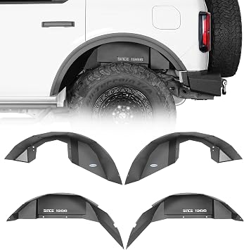 Hooke Road Bronco Front and Rear Inner Fender Liners Kit for 2021-2026 Ford Bronco 2/4 Doors Exclude Bronco Sport & Raptor, Heavy Duty Steel Splash Guard Wheel Well Liner Cover