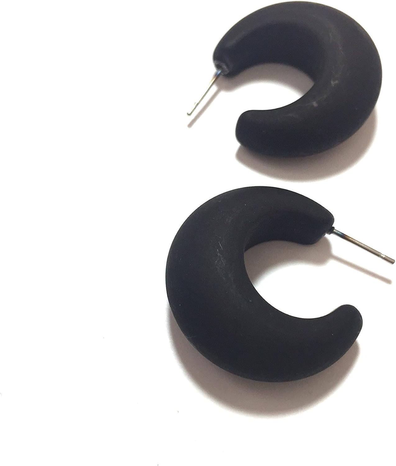 Black Hoop Earrings | vintage frosted lucite snail shell hoops - SNL-BK-1