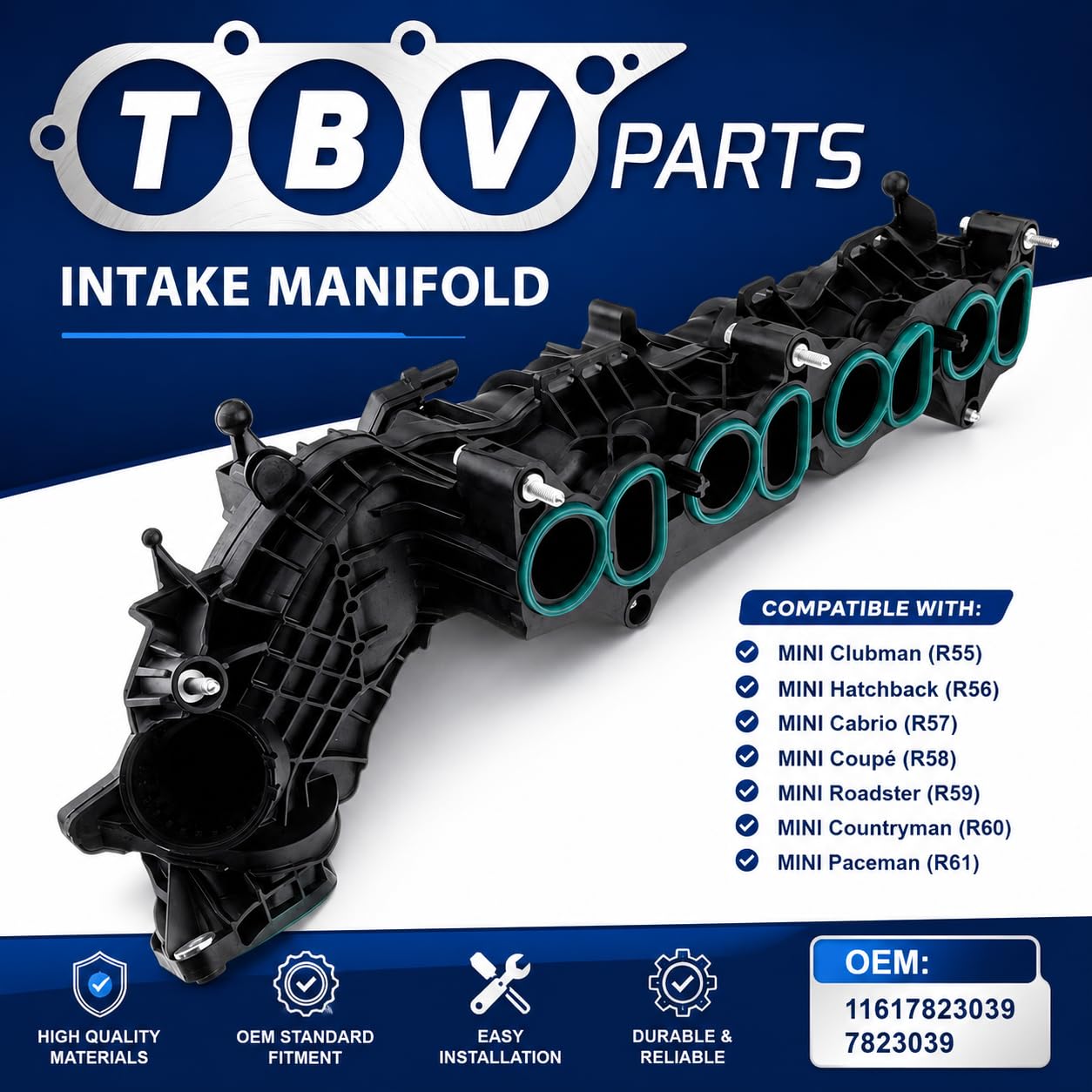 Collettore di Aspirazione per Mi-ni R56 1.6D, 2.0D – 11617823039 7823039 – Modulo Collettore di Aspirazione con Guarnizioni per Clubman R55 Cooper D 1.6D, 2.0D