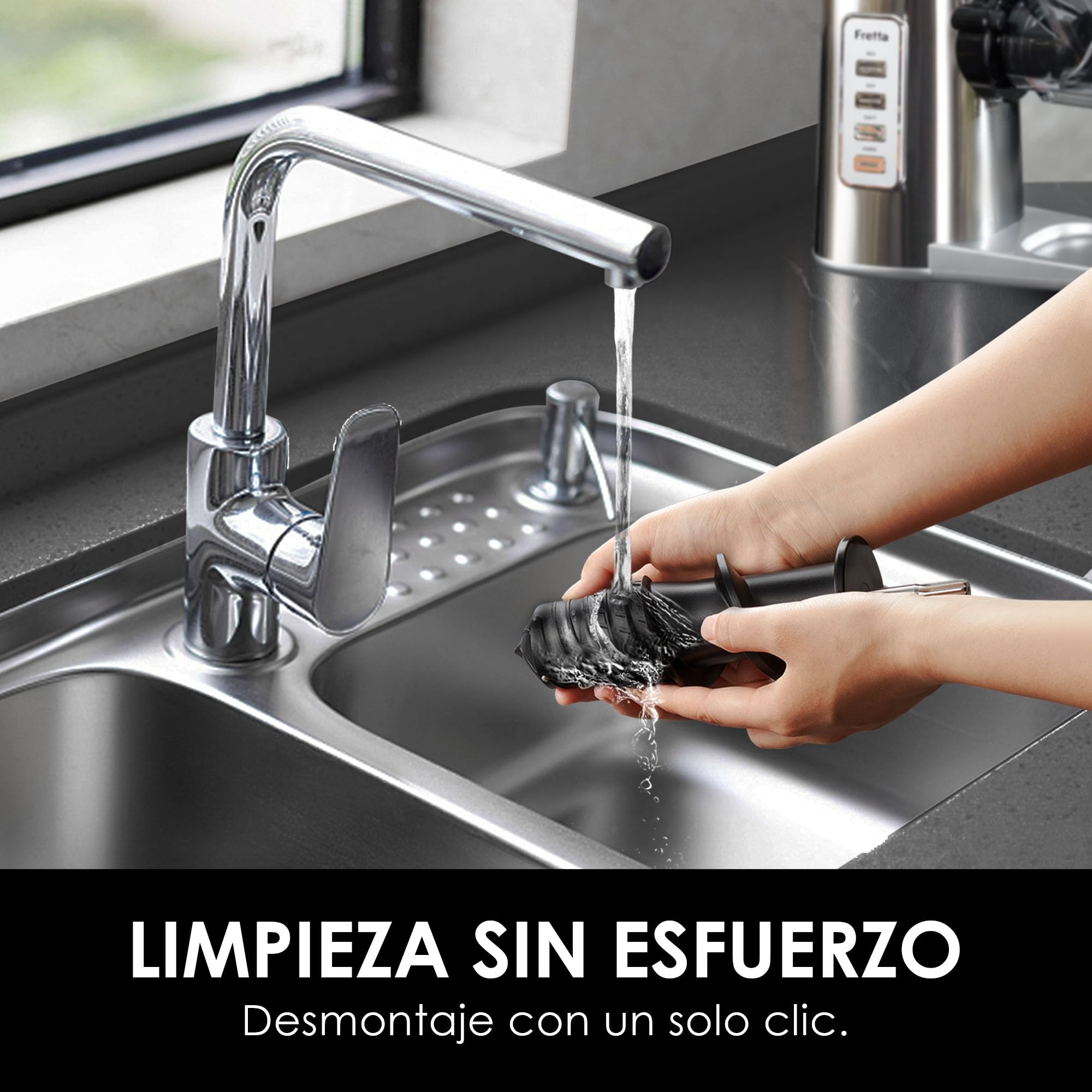 Exprimidor en frío Fretta, boca ancha de 76 mm, sin BPA, cuerpo de acero inoxidable, exprimido lento de 200W que conserva la máxima nutrición, fácil de limpiar