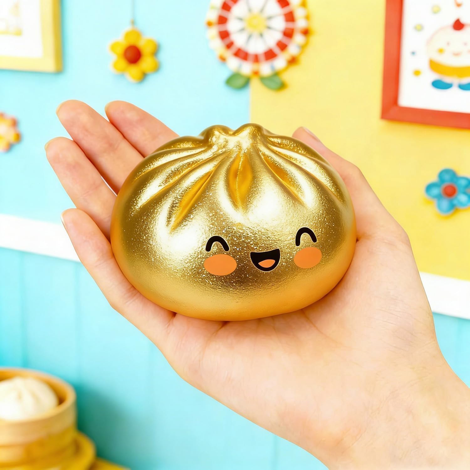 Dumpling Glitter Mystery,Wirkt angstlösend und hat eine schnelle Wirkungserholung, Decompression Dough for Adults (golden)