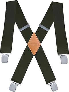 Heavy Duty Mens Suspenders.X-Shaped 2" Wide Strong Clips Suspenders For Men Women.