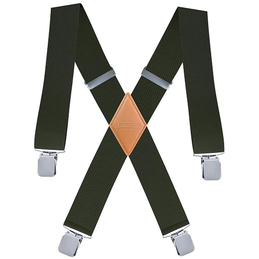 Heavy Duty Mens Suspenders.X-Shaped 2” Wide Strong Clips Suspenders For Men Women.