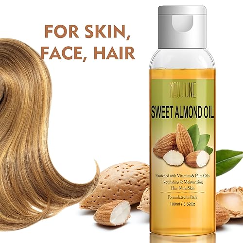 Miniatura 2 de Aceite de almendras dulces para el cabello, suero hidratante para cabello encrespado infundido con aceite de ricino, vitaminas para el cuidado de la
