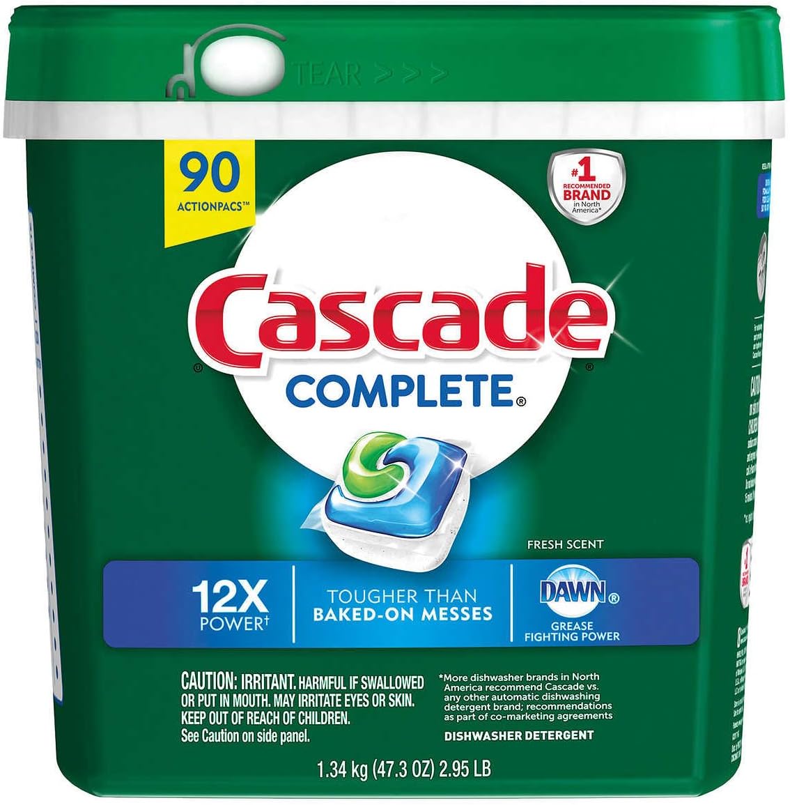 Cascade #1 Complete 12x Power ActionPacs Dish Detergent: Fresh Scent - 90 ct.