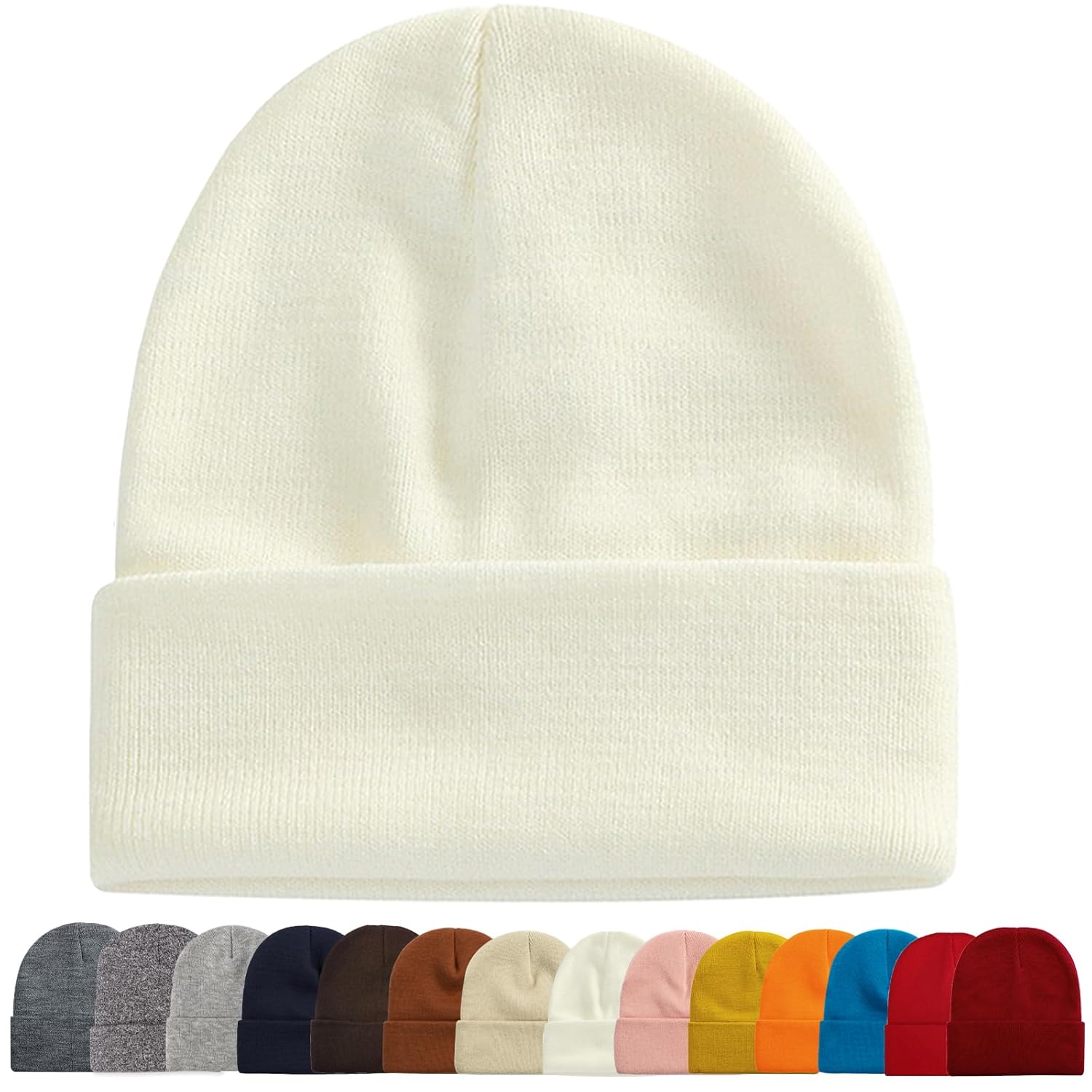 ZOORON 1 2 Packs Beanie for Men Women Mens Beanie Hat Acrylic Knit Cuff Beanie Cap Slouchy Knit