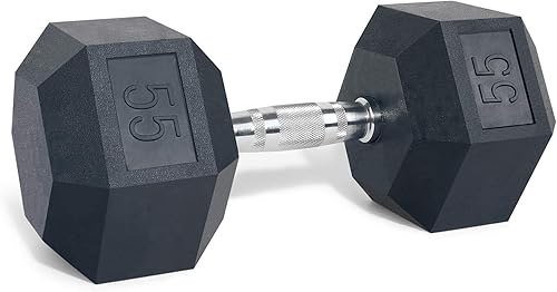 LIONSCOOL - Mancuernas hexagonales de goma con mango de metal para entrenamiento de fuerza y resistencia, desarrollo de musculatura y entrenamiento