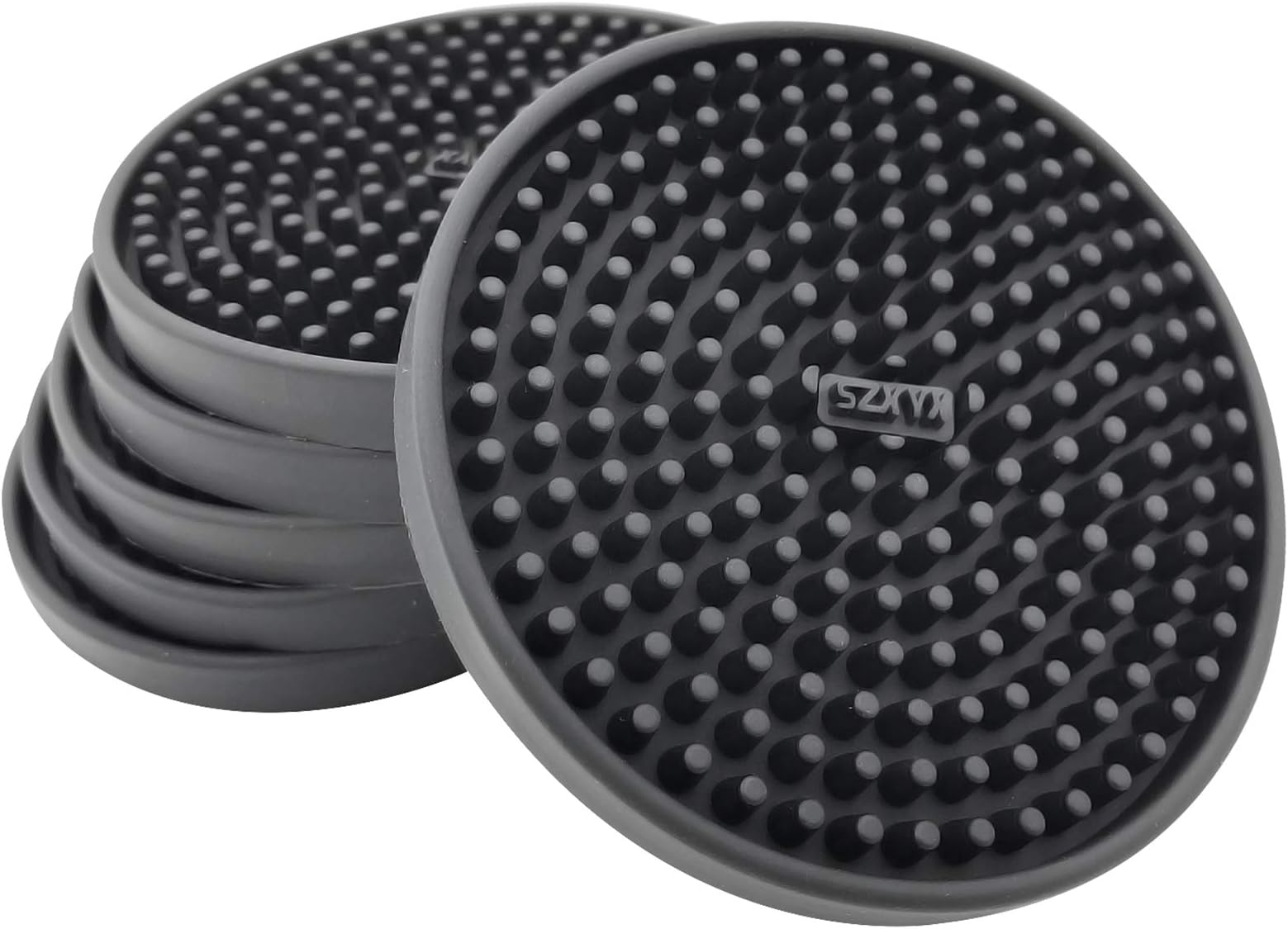 Round Drink Coasters, 3.9" x 3.9" Black Beer Mats, Can Be Used in Home and Bars (6 Pack)…