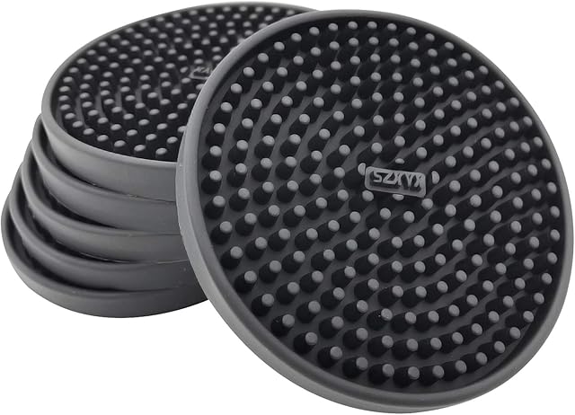 Round Drink Coasters, 3.9" x 3.9" Black Beer Mats, Can Be Used in Home and Bars (6 Pack)