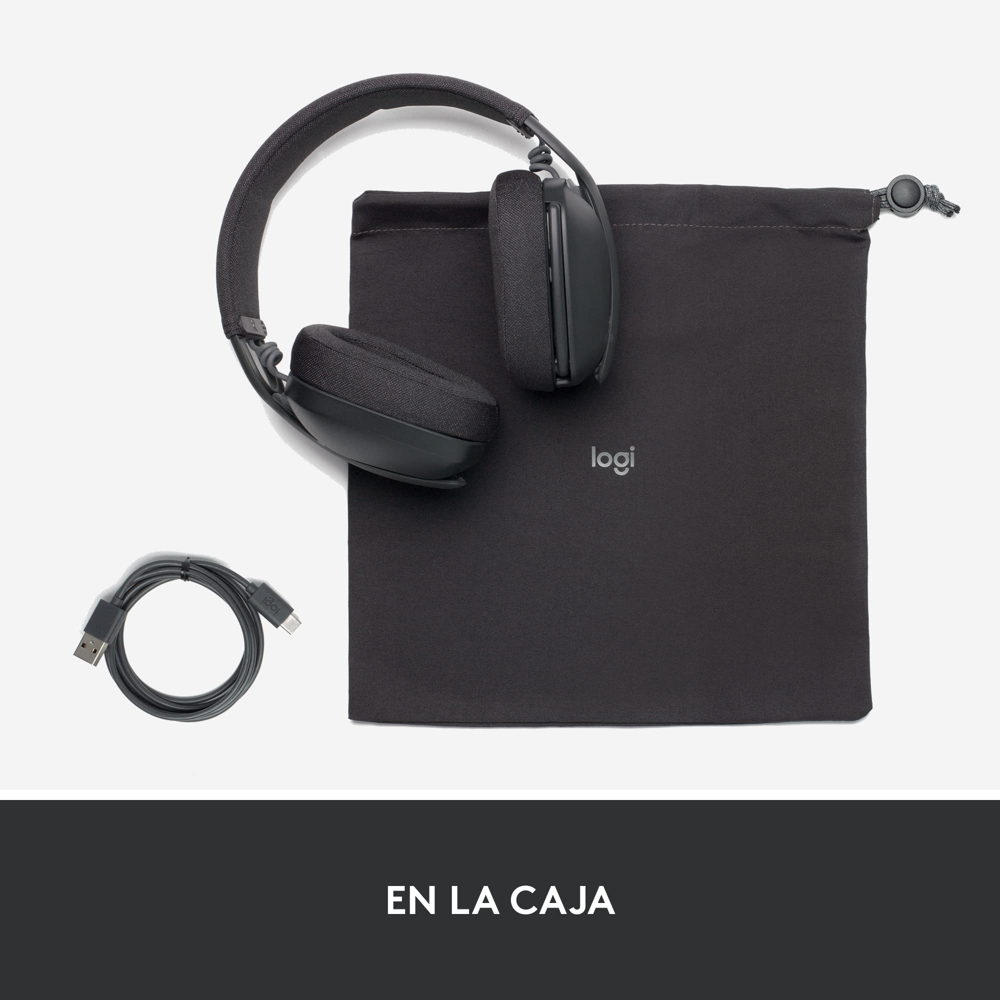 Logitech Zone Vibe Wireless Bluetooth® Auriculares | Micrófono con supresión de ruido, USB-A, USB-C, Google Meet, Google Voice, Zoom, Mac/PC - Gris