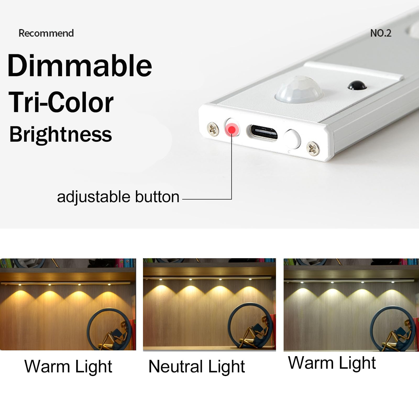 Luce Armadio LED con Telecomando Armadio Led con Sensore di Movimento Sottopensile Dimmerabile Lampada Cucina Scale Soggiorno Bagno Camere da Letto 3 Temperature di Colori (120cm)