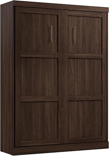 Vista 16 de Bestar Pur - Cama Murphy de tamaño matrimonial con estantería, 84 pulgadas que ahorra espacio para habitación multiusos, color marrón rústico Marrón