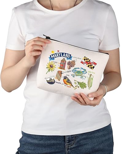 Miniatura 6 de PWHAOO Maryland State Souvenirs Gift Maryland Bolsa de maquillaje Maryland Bolsa de cosméticos para el hogar Maryland Regalo de turismo Maryland