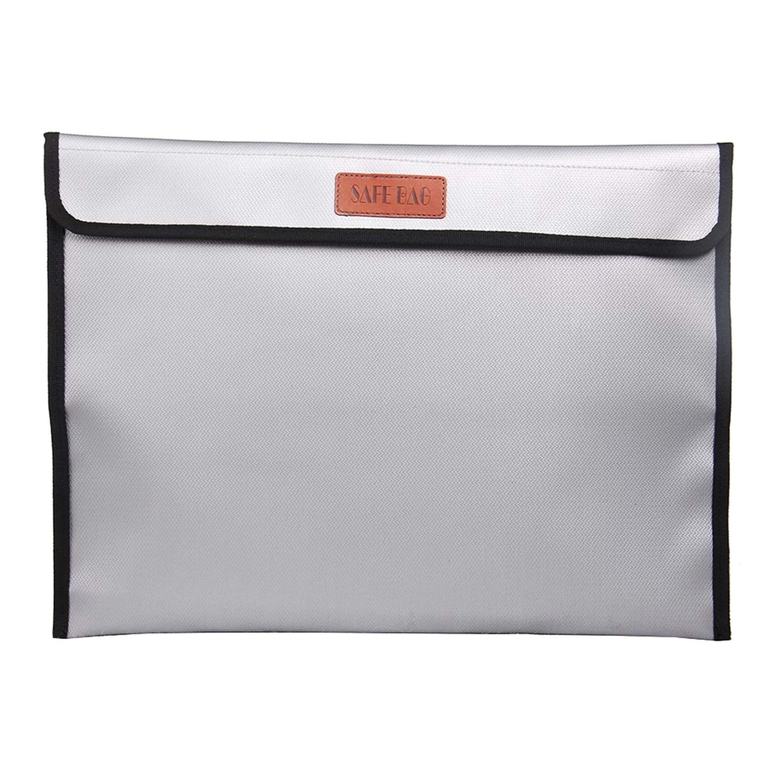 Eqnsmdtgz Silver Gray Fireproof Document Box Fireproof Document Bag Fire Water Resistant File Folder Safe Storage For Passports, Legal Files And Valuables