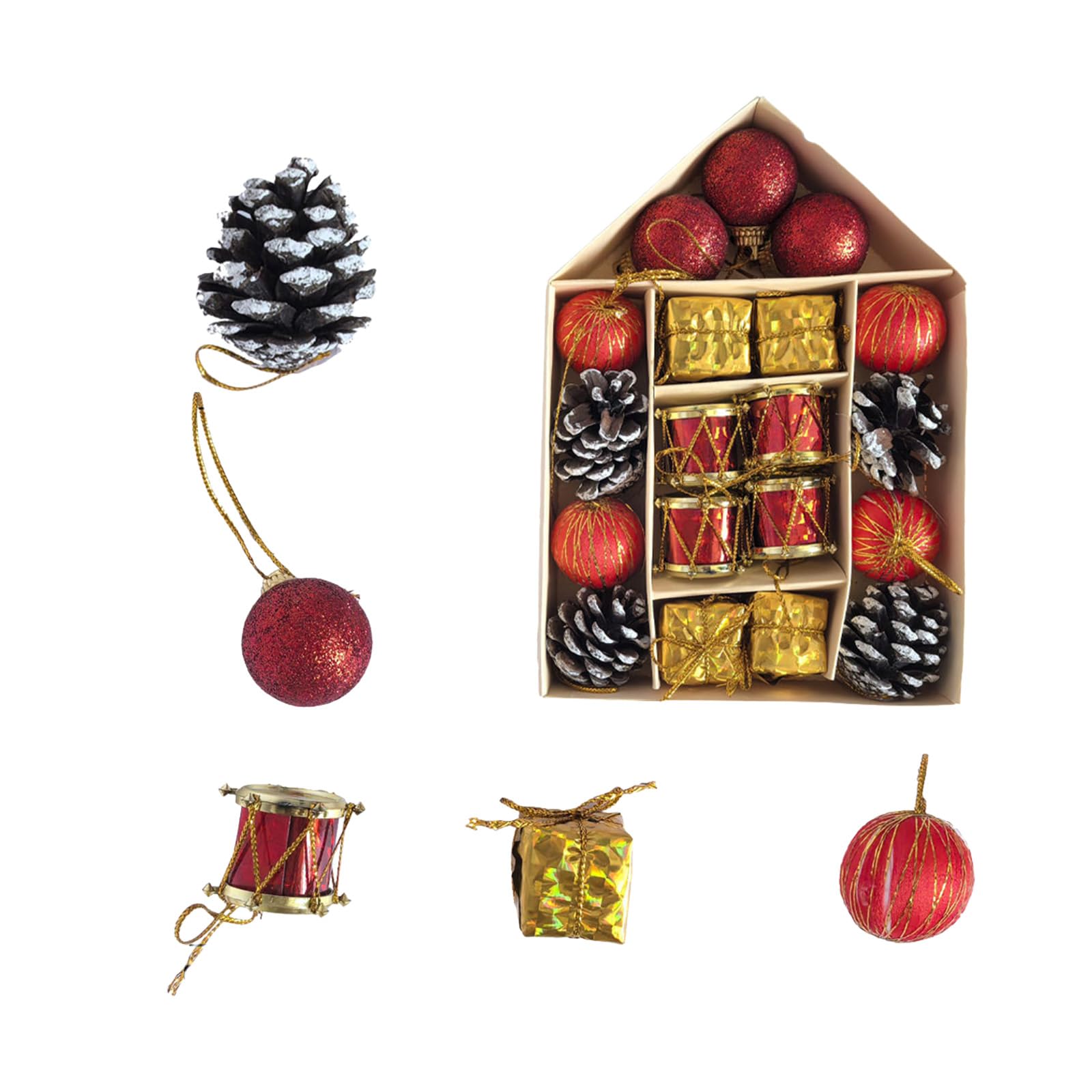 20PCS Colorful Christmas Suspended Deck Spume Holiday Ornamentation with Metal Circlets for Multiple Face Decoration Celebratory Home Deck Ornamentation
