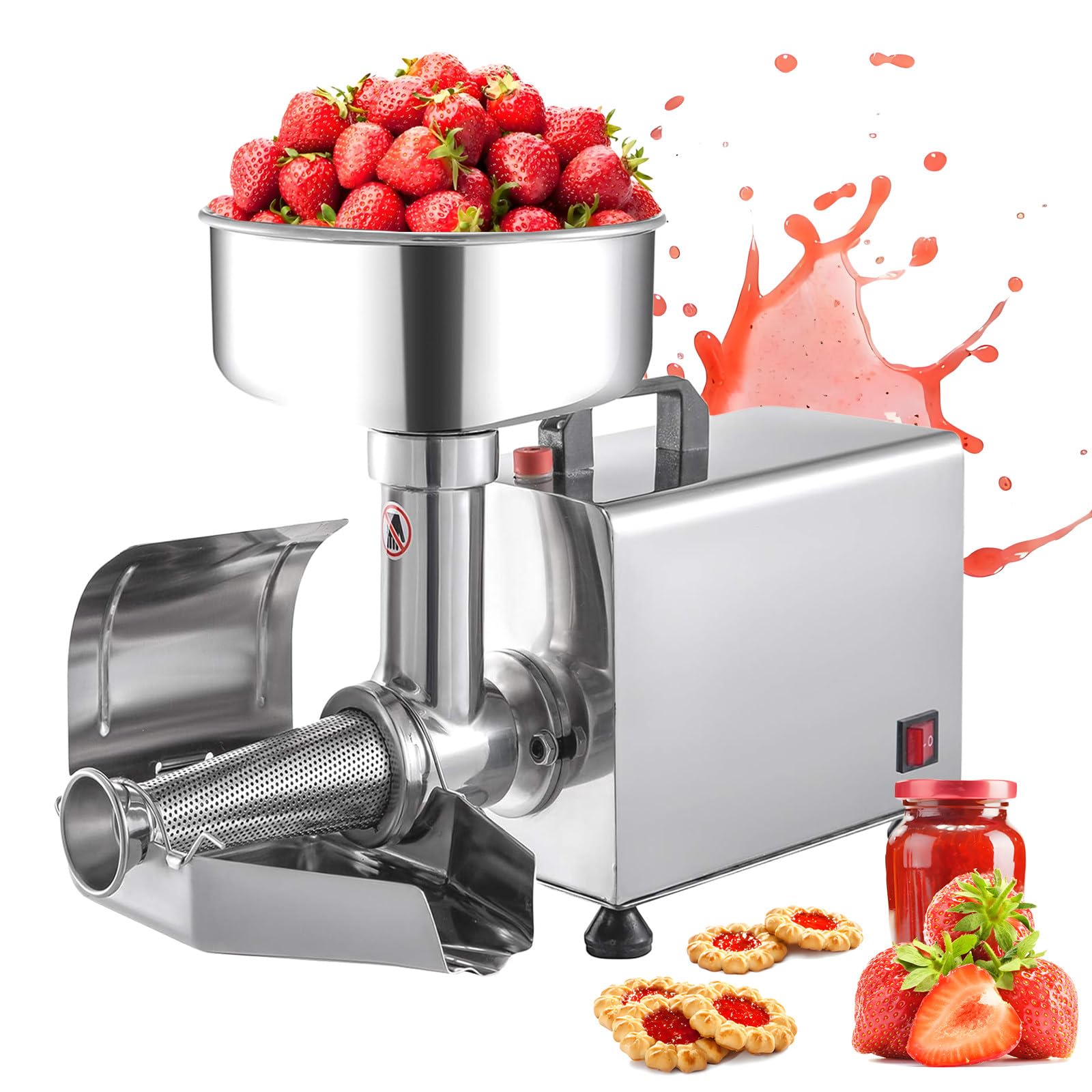 Passapomodoro Elettrico Commerciale, Passapomodoro in Acciaio Inossidabile Fresatrice per Pomodoro Spremitore per Salsa di Fragole, Pressa per Alimenti per Salsa di Fragole e Mirtilli,110V