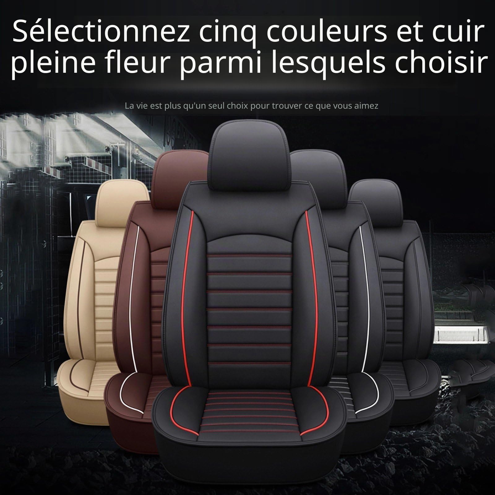 2 Housses de siège Auto, pour Toyota Hilux 2005-2025 Cuir PU imperméable Housses avec Poche Rangement Siège Résistant la poussière l'usure,C Black Red