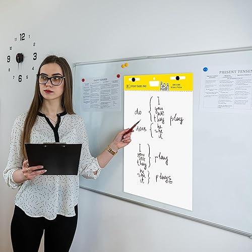 Miniatura 5 de Caballete súper pegajoso blanco, 25 x 30 pulgadas, papel de caballete autoadhesivo grande, 30 hojasbloc, paquete de 4 para profesores, hombres de