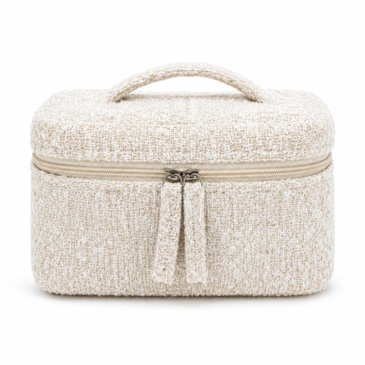 Fluffy Toast Cosmetic Vanity Organizer Zipper Bag with Handle Best for Travel Toiletry & Beauty Organizer for Women (Beige)-image-39