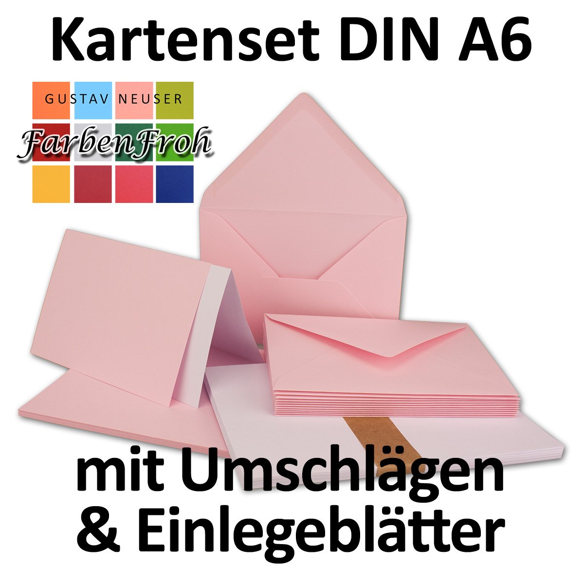 FarbenFroh by GUSTAV NEUSER 10x folding card set DIN A6/C6 with envelopes in pink, including insert, 14.8 x 10.5 cm - Image 3