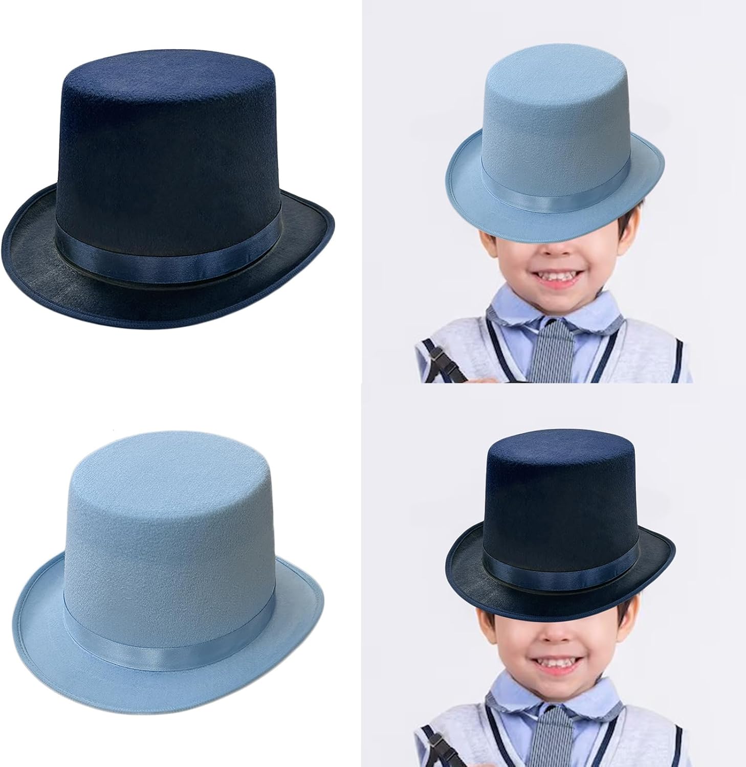 Hat British Adult/Kids Flat Top Hat Prom Carnivals Party Costume Felt Magician Hat for Carnivals Show Party - Image 2