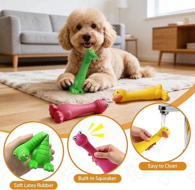 Juguetes para Perros Chirriadores de Látex SCHITEC, Set de Animales para Cachorros y Razas Medianas miniatura 5