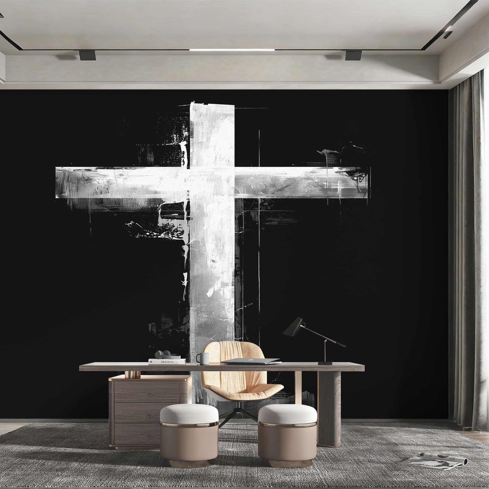 Papier Peint Panoramique pour Chambre Décoration Murale Salon Moderne Noir et Blanc