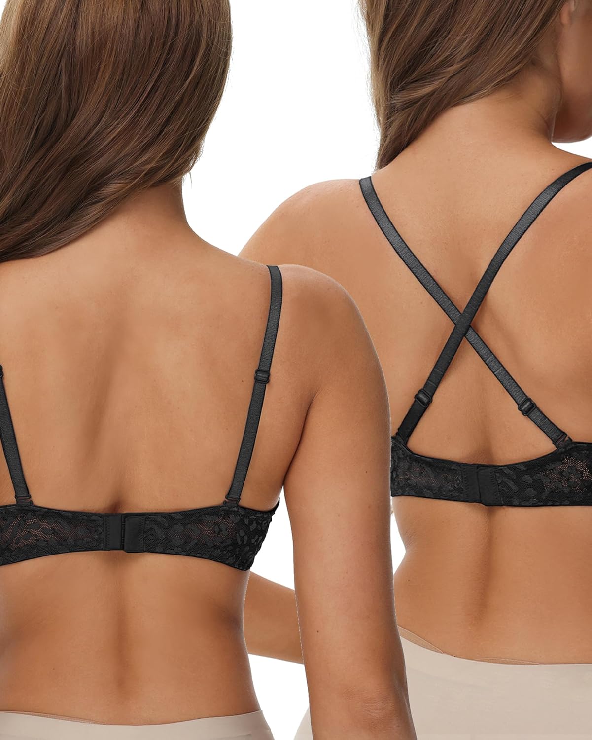 Women's Push Up Bra Deep V Plunge Sexy Cleavage Low Cut Back Underwire Bras Leopard Lace Convertible Multiway - Image 4