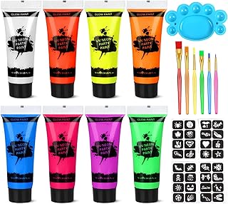 Proamate Neon Face Paint,Glow in Dark Face Body UV Blacklight Neon Fluorescent Art Paint Neon Accessories Perfect for Carnival, Party, Halloween (10ml)