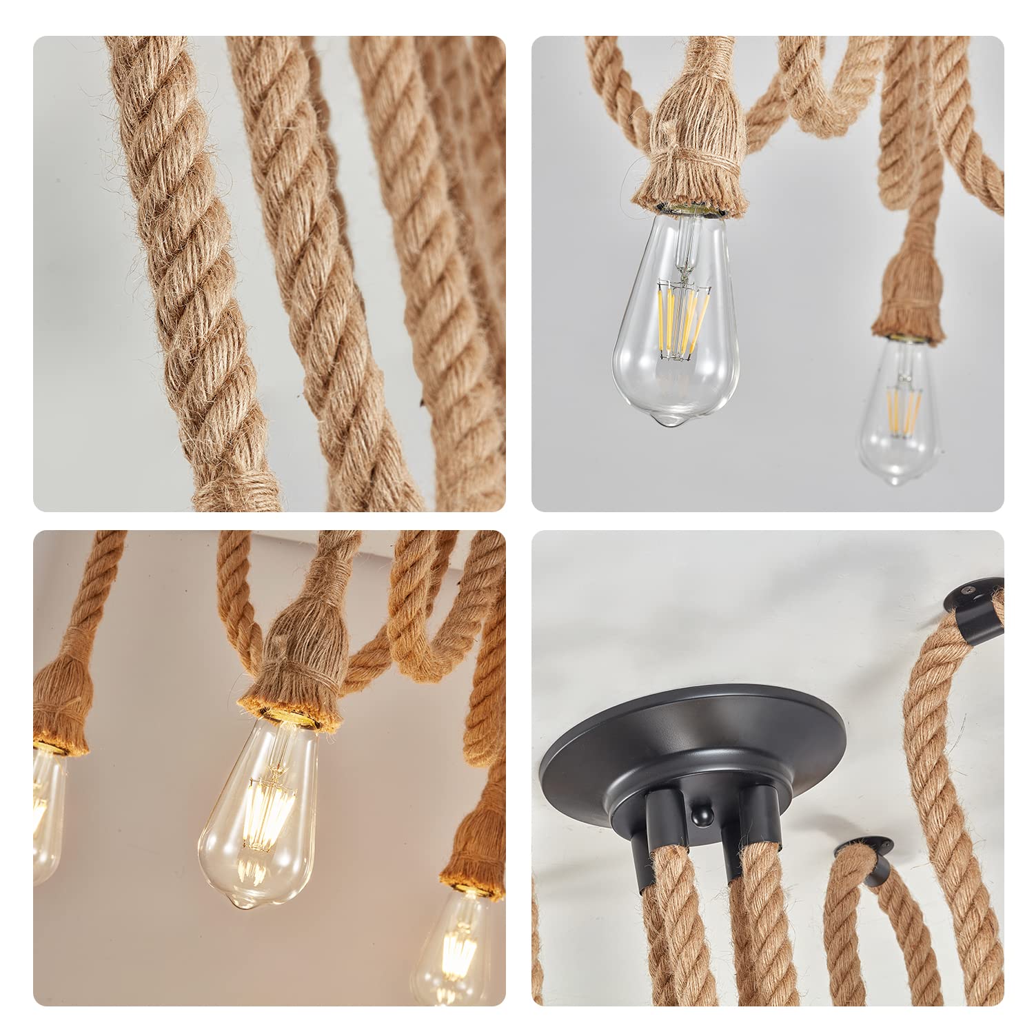 STARRYOL Lampadario Industriale Lampada a Sospensione, Lampada a Sospensione a 4 Corde per Sala da Pranzo, Sala, Ristorante, Bar, Caffè