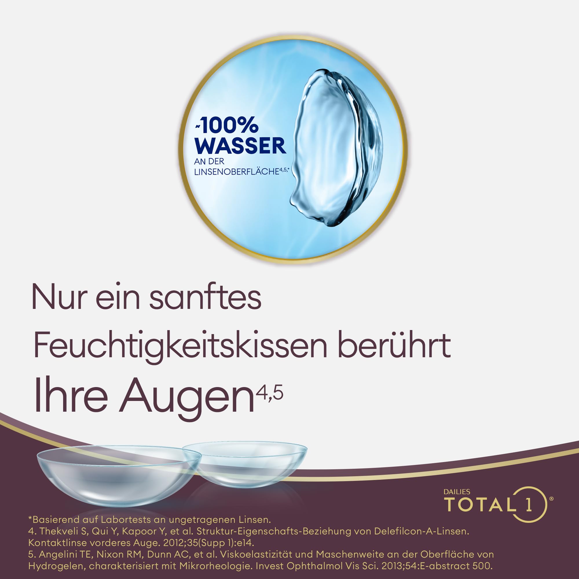 Dailies Total 1 Tagelinsen | weich | 90 Stk | +03.00 dpt | Weiche Tageslinsen, die sich anfühlen wie ein Hauch von Nichts. Mit BC 8.5 mm und DIA 14.1 mm