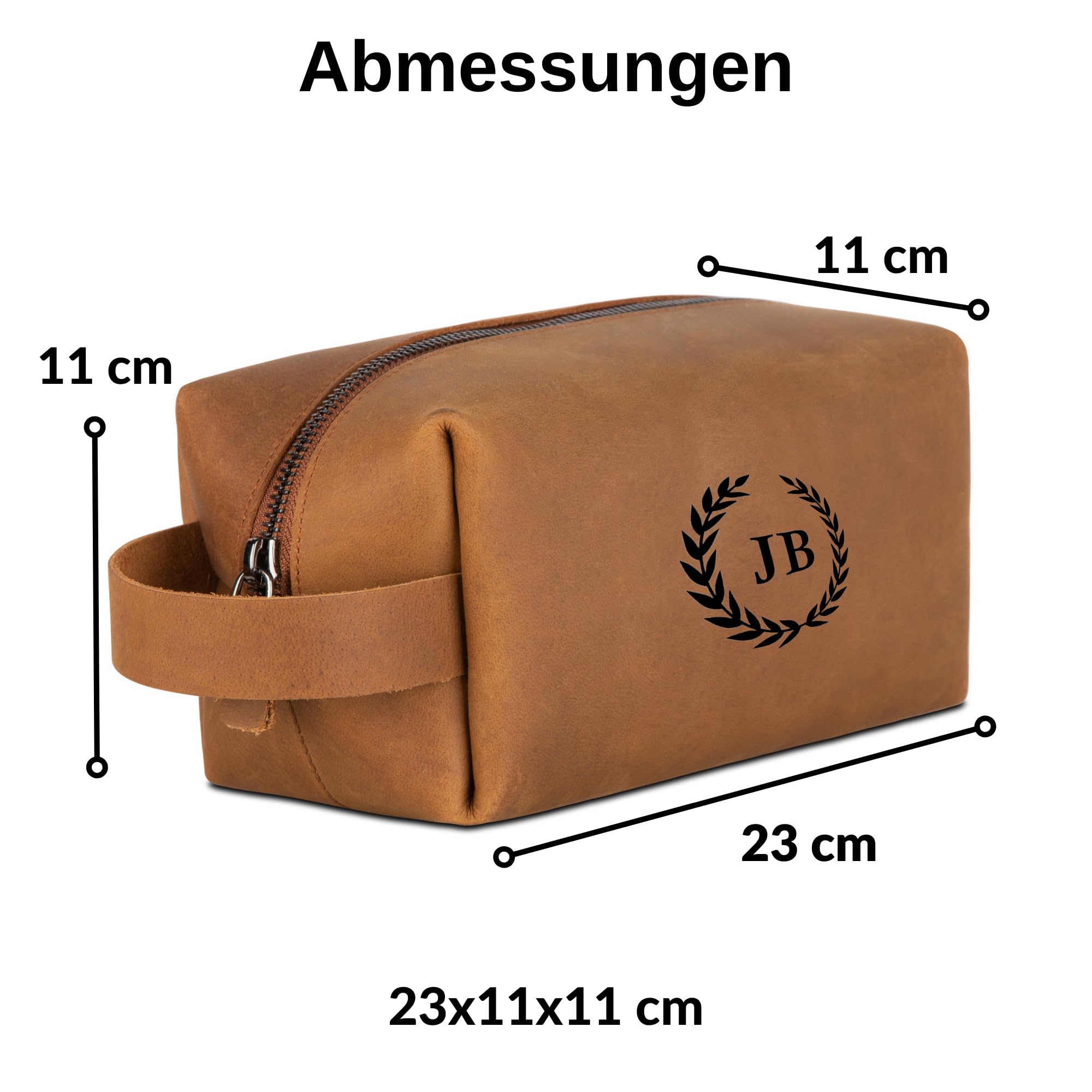 Personalisierbarer Kulturbeutel aus hochwertigem Leder - Handgefertigte Kulturtasche, Leder Dopp Kit für Damen und Herren, Premium Kosmetiktasche für die Reise, personalisierbare Waschtasche-Tobacco