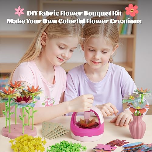 Miniatura 3 de Izomila Kit de manualidades de ramo de flores de tela, juguete de manualidades para niños, juego de actividades creativas para hacer flores, juguete